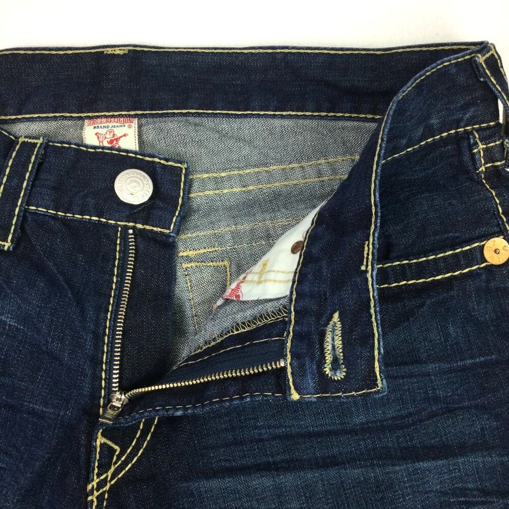 True Religion Rainbow Ricky Men's Dark Wash Straight Leg Flap Pockets Jeans 36 - Picture 6 of 14